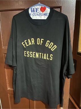 Essentials Men’s Black Short-Sleeve Tee with Gold Print